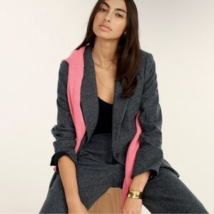 J. Crew Alfie Italian Wool Knit Blazer Jacket Charcoal Grey Heather Office Sz 6P
